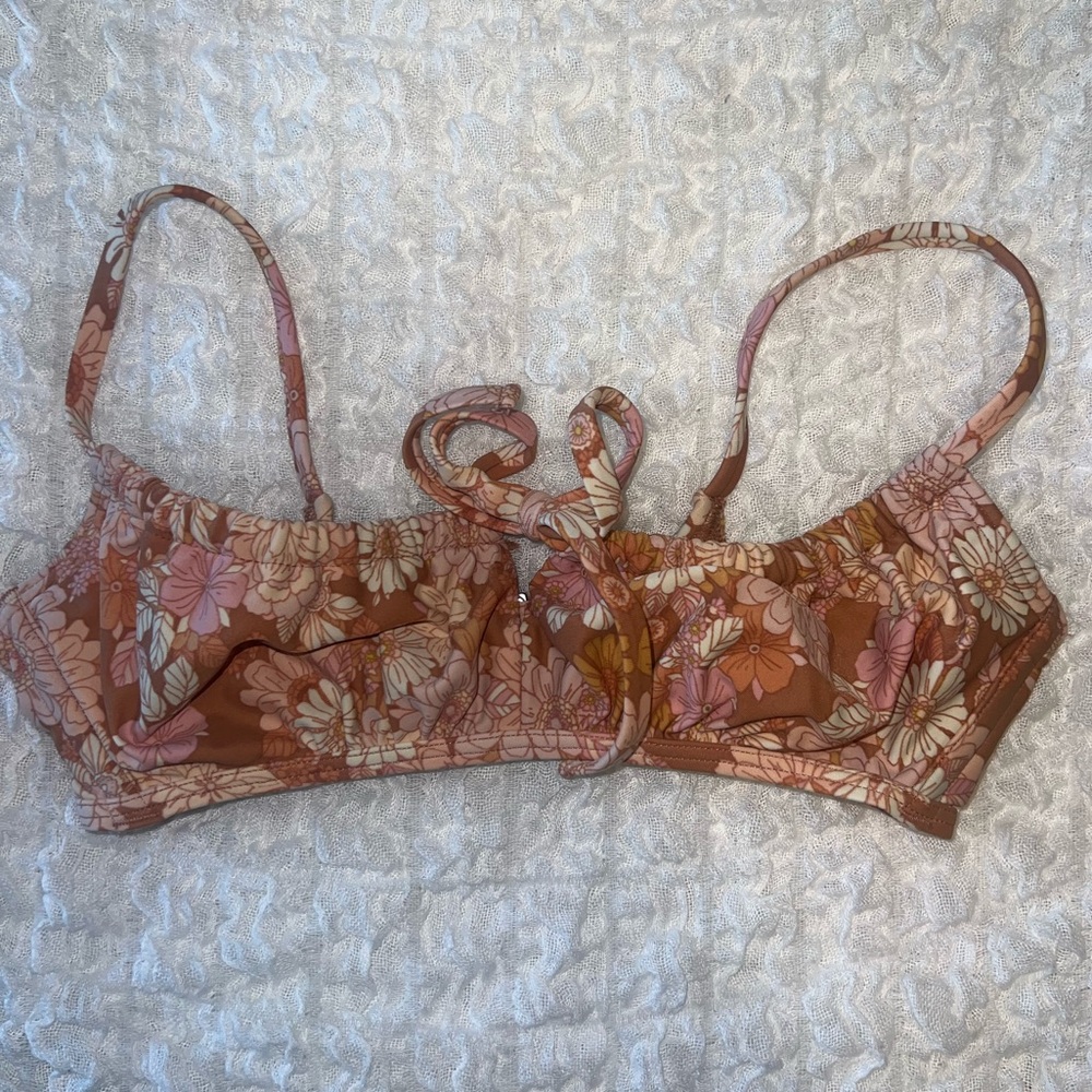Neutral Floral Bikini Top